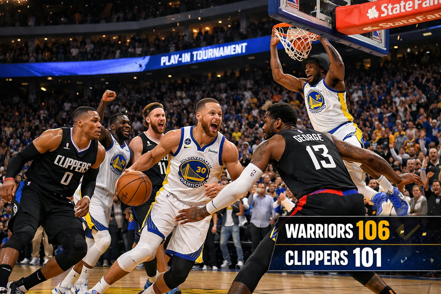 Golden State Warriors Rally Past Los Angeles Clippers in Dramatic 4th Quarter to Advance in NBA Play-In