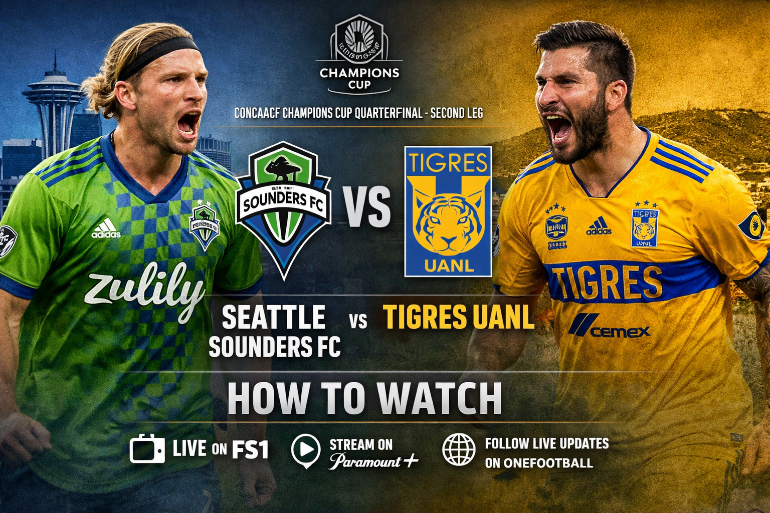 Seattle Sounders FC vs Tigres UANL: How to Watch the Concacaf Champions Cup Quarterfinal Second Leg